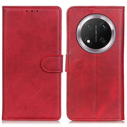 For Honor Magic7 Lite 5G / X9c 5G / X60 Pro 5G Stand Wallet Case Cowhide Texture Leather Phone Cover - Red