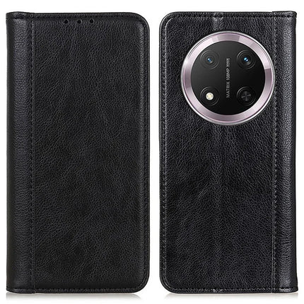 For Honor Magic7 Lite 5G / X9c 5G / X60 Pro 5G Stand Case Split Leather Litchi Texture Wallet Phone Cover - Black
