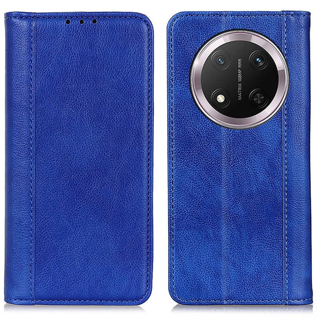 For Honor Magic7 Lite 5G / X9c 5G / X60 Pro 5G Stand Case Split Leather Litchi Texture Wallet Phone Cover - Blue