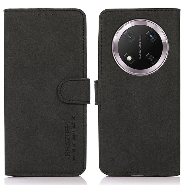 KHAZNEH For Honor Magic7 Lite 5G / X9c 5G / X60 Pro 5G Stand Case PU Leather Wallet Phone Cover - Black