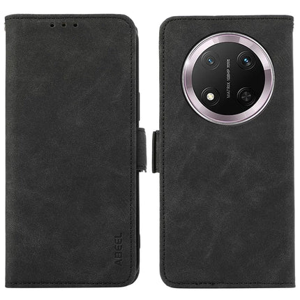 ABEEL For Honor Magic7 Lite 5G / X9c 5G / X60 Pro 5G Case PU Leather Folio Stand View RFID Blocking Phone Cover - Black