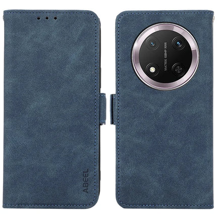 ABEEL For Honor Magic7 Lite 5G / X9c 5G / X60 Pro 5G Case PU Leather Folio Stand View RFID Blocking Phone Cover - Blue
