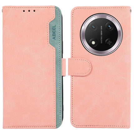 ABEEL For Honor Magic7 Lite 5G / X9c 5G / X60 Pro 5G Case Color Splicing Leather Flip Phone Cover RFID Blocking - Pink