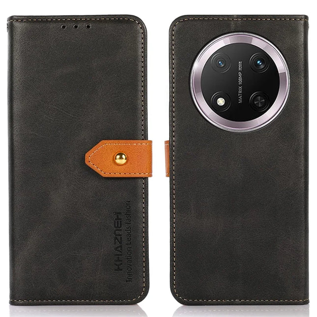 KHAZNEH For Honor Magic7 Lite 5G / X9c 5G / X60 Pro 5G Wallet Phone Case Stand Leather Flip Cover - Black