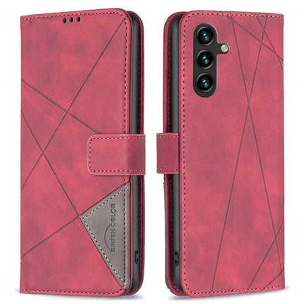 BINFEN COLOR BF05 For Samsung Galaxy A26 5G Case Leather Phone Cover Wallet Stand - Red