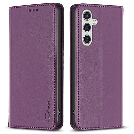BINFEN COLOR BF18 For Samsung Galaxy A26 5G Leather Case Card Slots Phone Cover - Dark Purple
