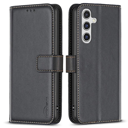 BINFEN COLOR BF17 For Samsung Galaxy A26 5G Case Wallet Folio Flip Leather Cover - Black