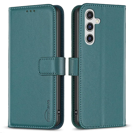 BINFEN COLOR BF17 For Samsung Galaxy A26 5G Case Wallet Folio Flip Leather Cover - Green