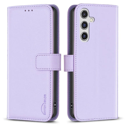 BINFEN COLOR BF17 For Samsung Galaxy A26 5G Case Wallet Folio Flip Leather Cover - Purple
