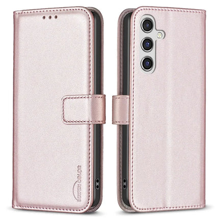 BINFEN COLOR BF17 For Samsung Galaxy A26 5G Case Wallet Folio Flip Leather Cover - Rose Gold