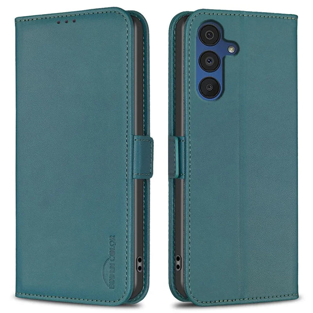 BINFEN COLOR BF31 For Samsung Galaxy A26 5G Case with Wallet Stand PU Leather Flip Phone Cover - Green