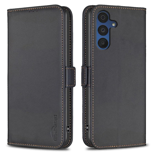 BINFEN COLOR BF31 For Samsung Galaxy A26 5G Case with Wallet Stand PU Leather Flip Phone Cover - Black