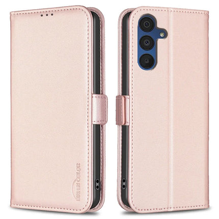 BINFEN COLOR BF31 For Samsung Galaxy A26 5G Case with Wallet Stand PU Leather Flip Phone Cover - Pink