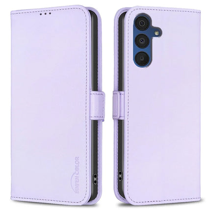 BINFEN COLOR BF31 For Samsung Galaxy A26 5G Case with Wallet Stand PU Leather Flip Phone Cover - Purple