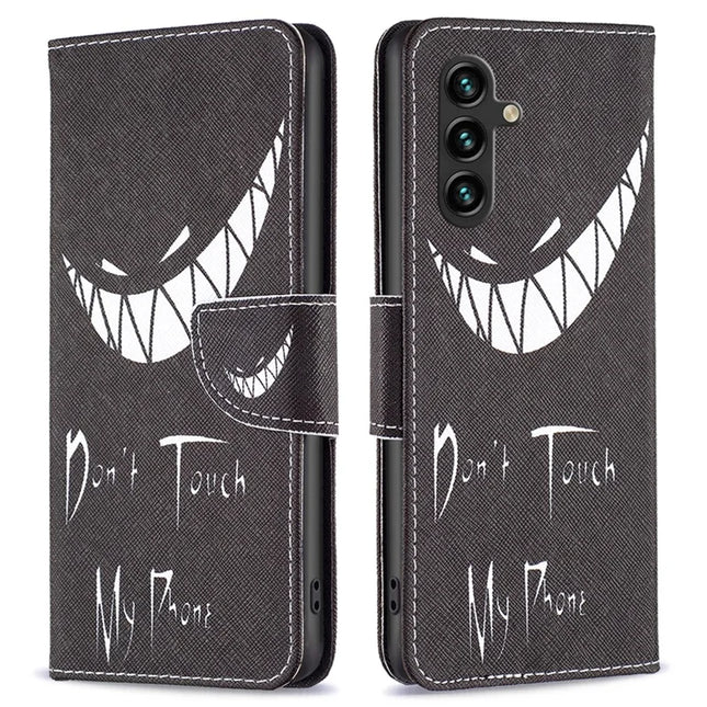 For Samsung Galaxy A56 5G Wallet Case Pattern Print Phone Leather Cover - Don't Touch My Phone