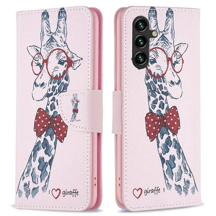 For Samsung Galaxy A56 5G Wallet Case Pattern Print Phone Leather Cover - Giraffe