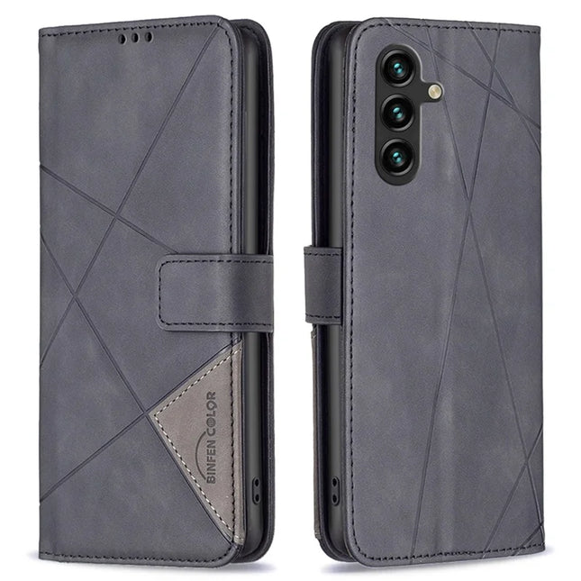 BINFEN COLOR BF05 For Samsung Galaxy A56 5G Case Leather Phone Cover Wallet Stand - Black