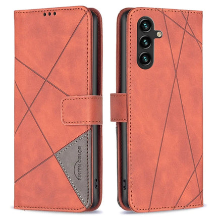 BINFEN COLOR BF05 For Samsung Galaxy A56 5G Case Leather Phone Cover Wallet Stand - Brown