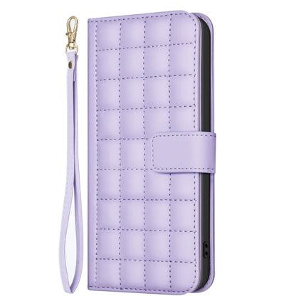 BINFEN COLOR BF34 for Samsung Galaxy A56 5G Leather Case Wallet Square Grid Phone Cover