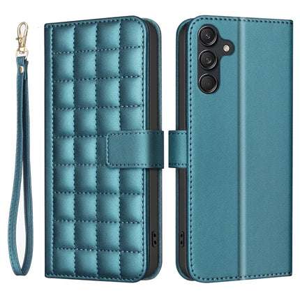 BINFEN COLOR BF34 for Samsung Galaxy A56 5G Leather Case Wallet Square Grid Phone Cover - Green