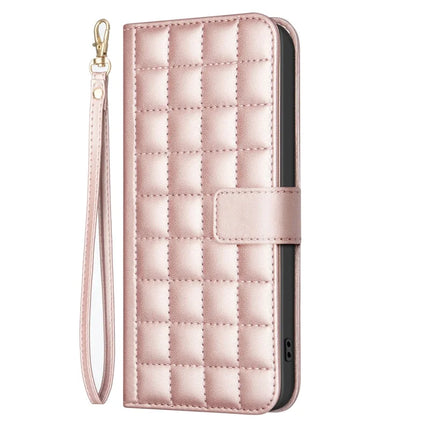 BINFEN COLOR BF34 for Samsung Galaxy A56 5G Leather Case Wallet Square Grid Phone Cover