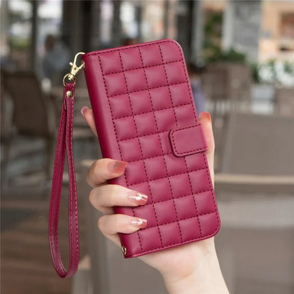 BINFEN COLOR BF34 for Samsung Galaxy A56 5G Leather Case Wallet Square Grid Phone Cover