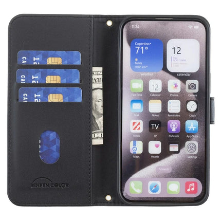 BINFEN COLOR BF34 for Samsung Galaxy A56 5G Leather Case Wallet Square Grid Phone Cover
