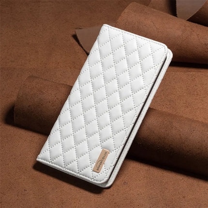 BINFEN COLOR BF Style-16 For Samsung Galaxy A56 5G Case Card Slots Rhombus Leather Cover