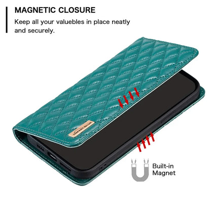 BINFEN COLOR BF Style-16 For Samsung Galaxy A56 5G Case Card Slots Rhombus Leather Cover