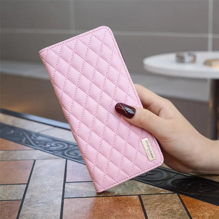 BINFEN COLOR BF Style-16 For Samsung Galaxy A56 5G Case Card Slots Rhombus Leather Cover