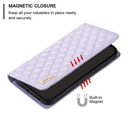 BINFEN COLOR BF Style-16 For Samsung Galaxy A56 5G Case Card Slots Rhombus Leather Cover
