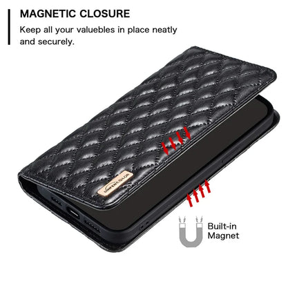 BINFEN COLOR BF Style-16 For Samsung Galaxy A56 5G Case Card Slots Rhombus Leather Cover