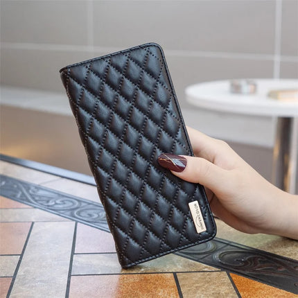 BINFEN COLOR BF Style-16 For Samsung Galaxy A56 5G Case Card Slots Rhombus Leather Cover