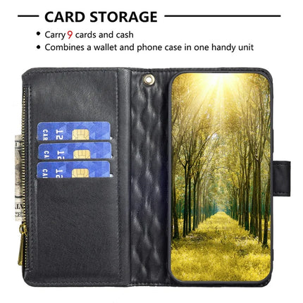 BINFEN COLOR BF Style-15 For Samsung Galaxy A56 5G Leather Case Zipper Pocket Rhombus Phone Cover