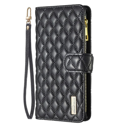 BINFEN COLOR BF Style-15 For Samsung Galaxy A56 5G Leather Case Zipper Pocket Rhombus Phone Cover