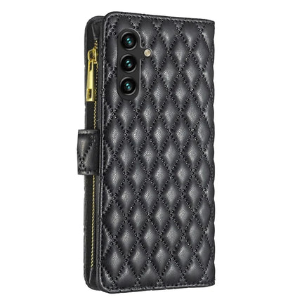 BINFEN COLOR BF Style-15 For Samsung Galaxy A56 5G Leather Case Zipper Pocket Rhombus Phone Cover