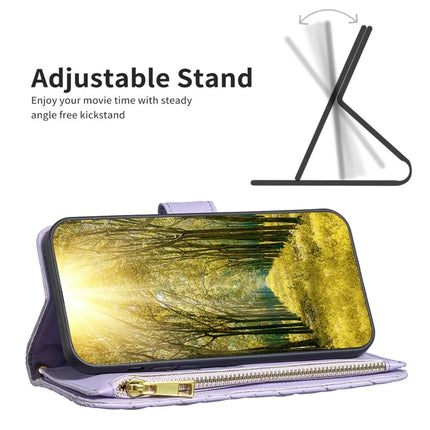 BINFEN COLOR BF Style-15 For Samsung Galaxy A56 5G Leather Case Zipper Pocket Rhombus Phone Cover