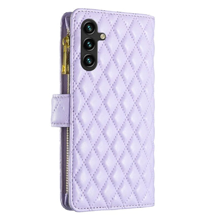 BINFEN COLOR BF Style-15 For Samsung Galaxy A56 5G Leather Case Zipper Pocket Rhombus Phone Cover