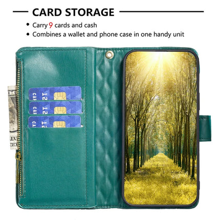 BINFEN COLOR BF Style-15 For Samsung Galaxy A56 5G Leather Case Zipper Pocket Rhombus Phone Cover