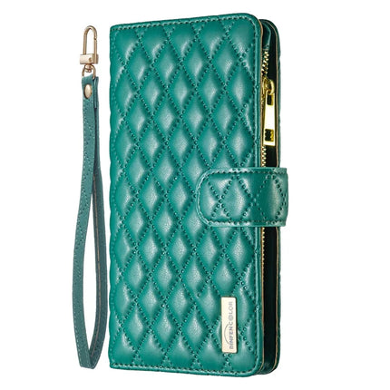 BINFEN COLOR BF Style-15 For Samsung Galaxy A56 5G Leather Case Zipper Pocket Rhombus Phone Cover