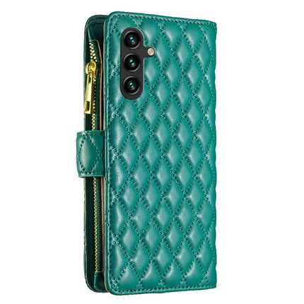 BINFEN COLOR BF Style-15 For Samsung Galaxy A56 5G Leather Case Zipper Pocket Rhombus Phone Cover