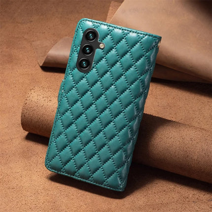 BINFEN COLOR BF Style-15 For Samsung Galaxy A56 5G Leather Case Zipper Pocket Rhombus Phone Cover