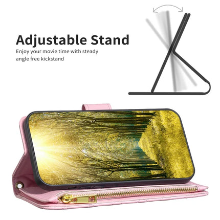 BINFEN COLOR BF Style-15 For Samsung Galaxy A56 5G Leather Case Zipper Pocket Rhombus Phone Cover