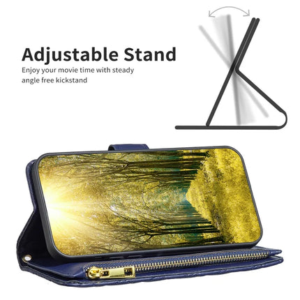 BINFEN COLOR BF Style-15 For Samsung Galaxy A56 5G Leather Case Zipper Pocket Rhombus Phone Cover