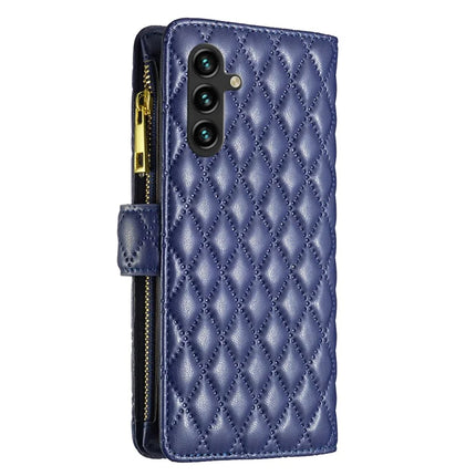 BINFEN COLOR BF Style-15 For Samsung Galaxy A56 5G Leather Case Zipper Pocket Rhombus Phone Cover
