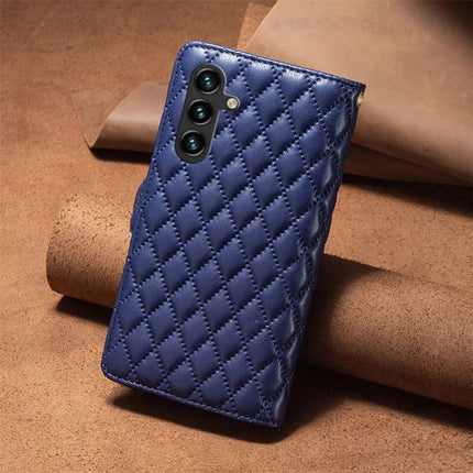 BINFEN COLOR BF Style-15 For Samsung Galaxy A56 5G Leather Case Zipper Pocket Rhombus Phone Cover