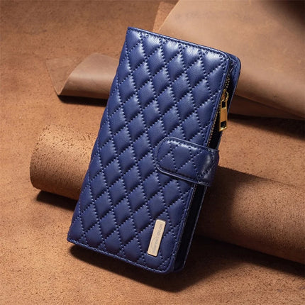 BINFEN COLOR BF Style-15 For Samsung Galaxy A56 5G Leather Case Zipper Pocket Rhombus Phone Cover