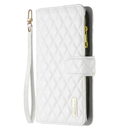 BINFEN COLOR BF Style-15 For Samsung Galaxy A56 5G Leather Case Zipper Pocket Rhombus Phone Cover