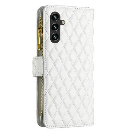 BINFEN COLOR BF Style-15 For Samsung Galaxy A56 5G Leather Case Zipper Pocket Rhombus Phone Cover