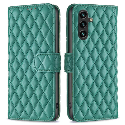 BINFEN COLOR BF Style-14 For Samsung Galaxy A56 5G Case Rhombus Phone Leather Cover Stand - Green